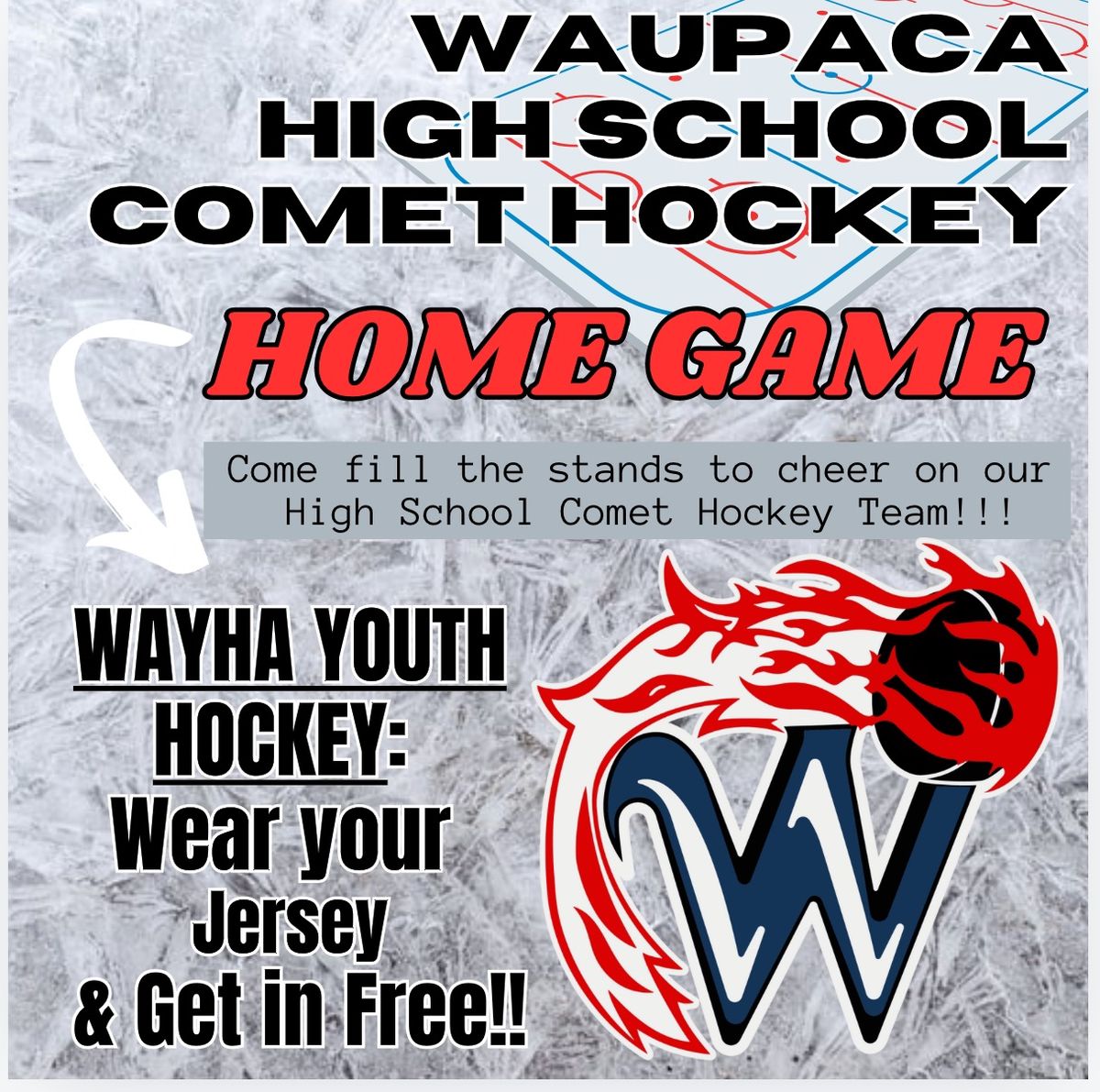 High-school Comet Boys Hockey. JV 5p\/Varsity 7p