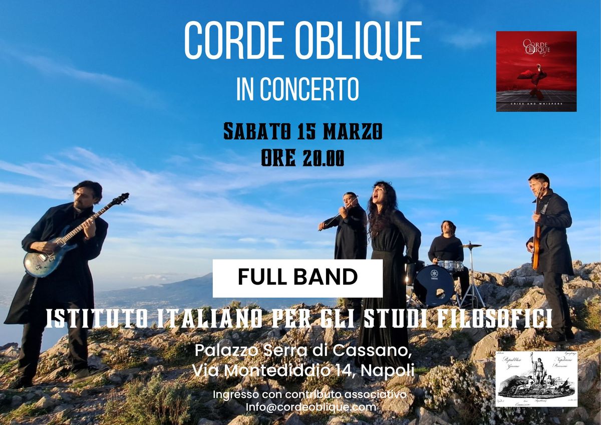 Corde Oblique (full band) concerto di presentazione nuovo album a Napoli