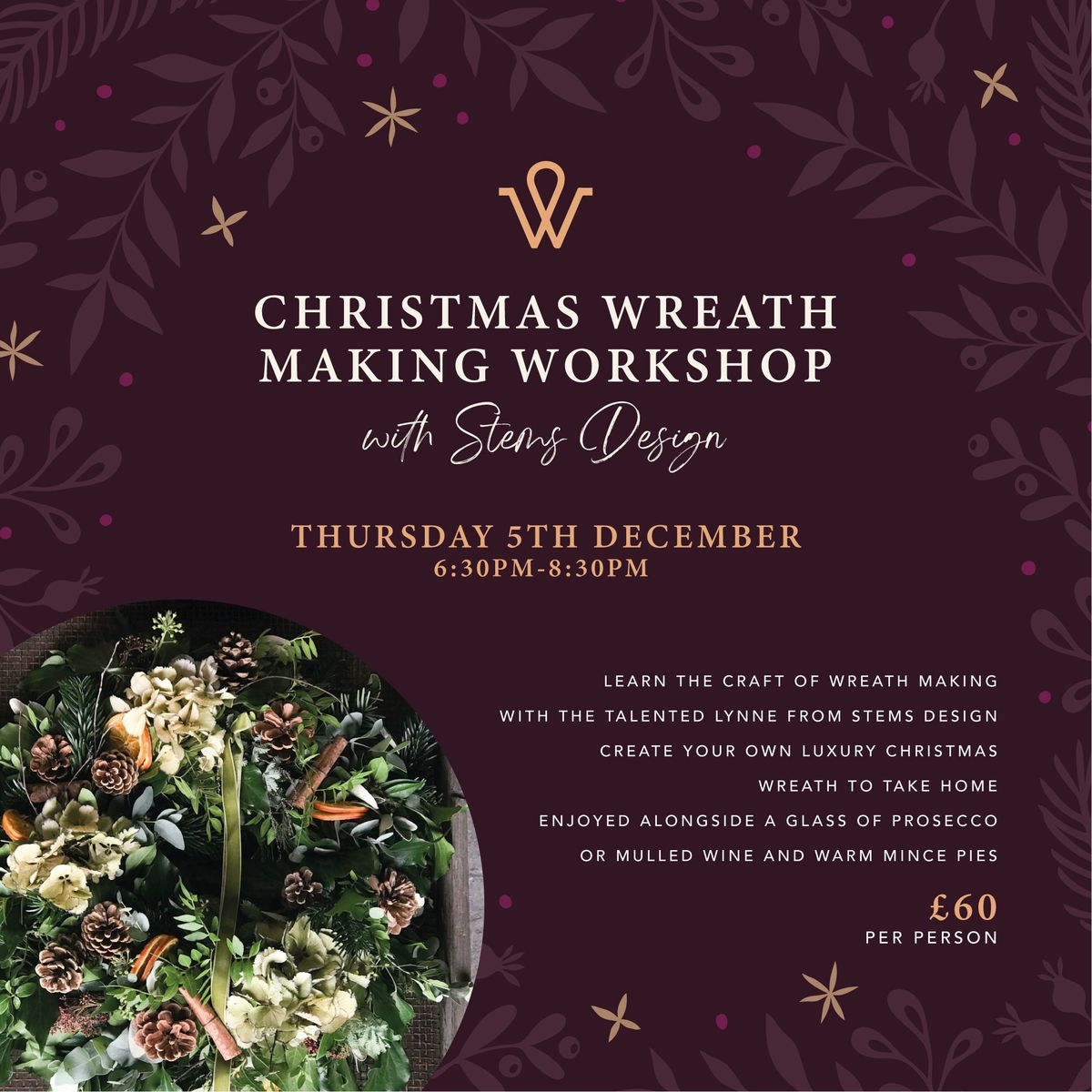 Christmas Wreath Making Workshop with Stems Design