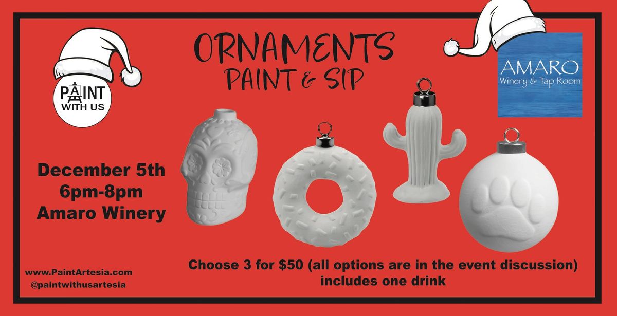 Ceramic Ornaments - Paint & Sip - December 5th