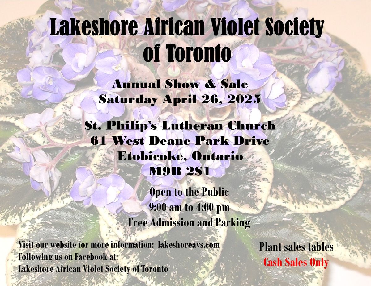 Lakeshore African Violet Society of Toronto Annual Show & Sale