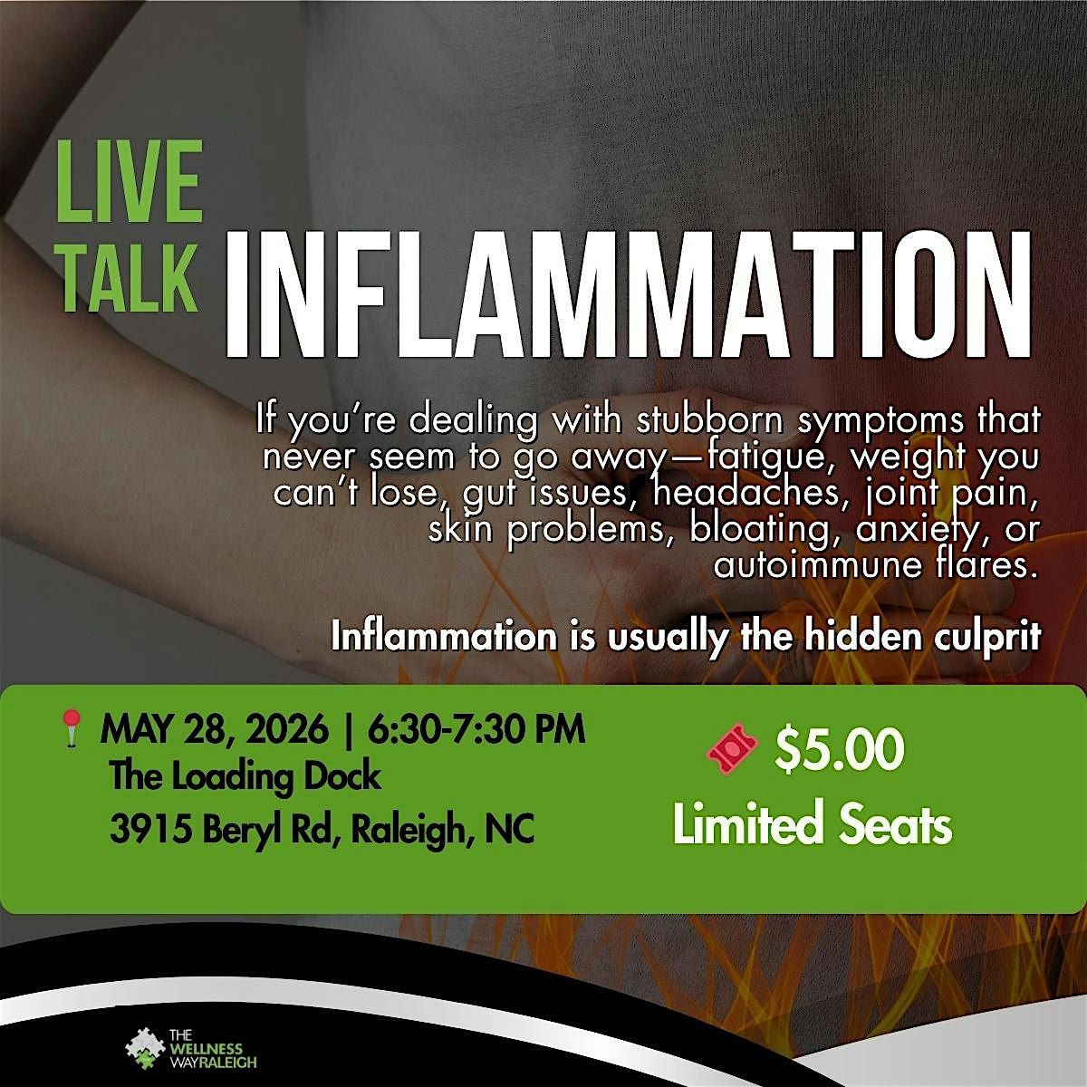Live Inflammation Talk  - Hosted By: Wellness Way Raleigh (FREE SNACKS)