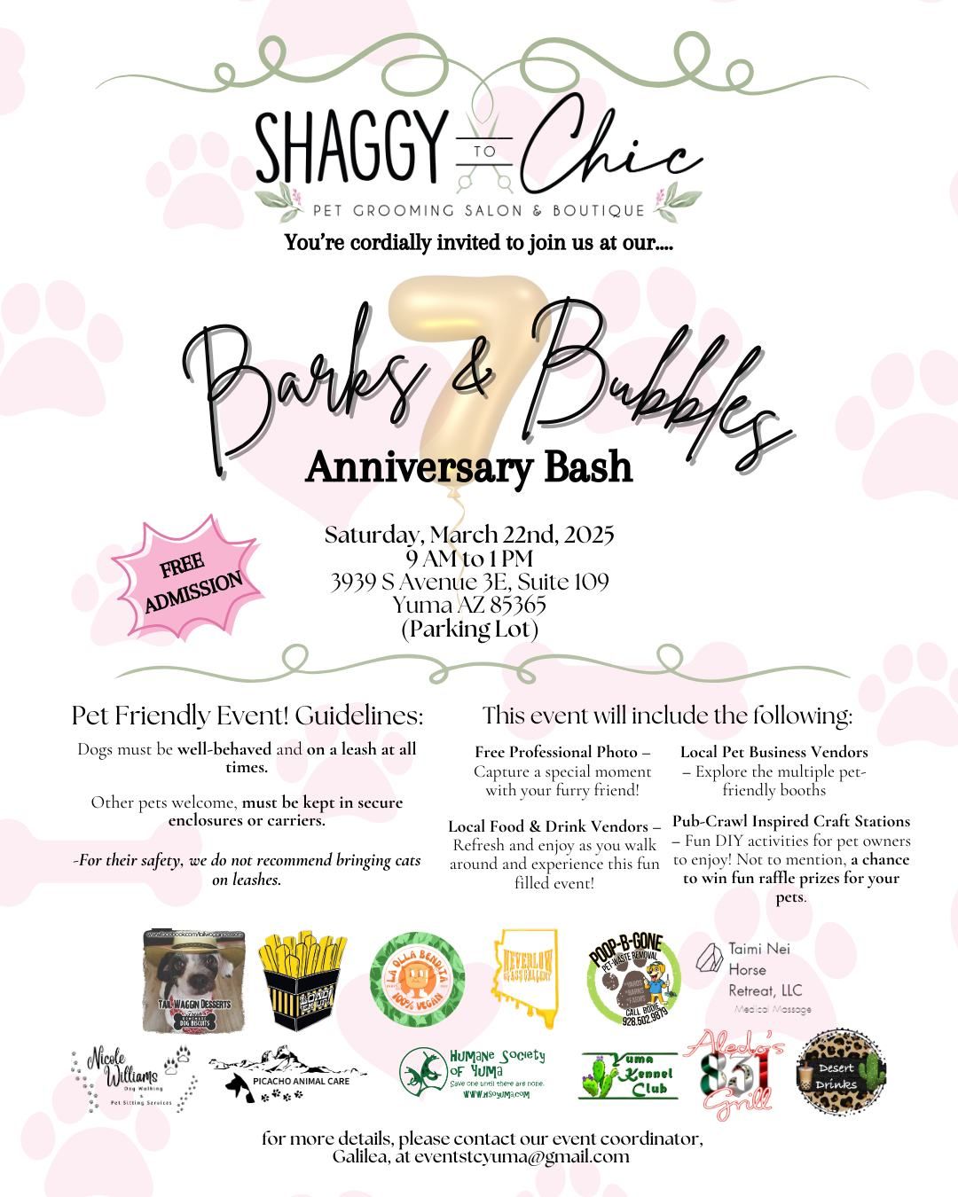 Shaggy to Chic's "Barks & Bubbles" 7yr Anniversary Bash!