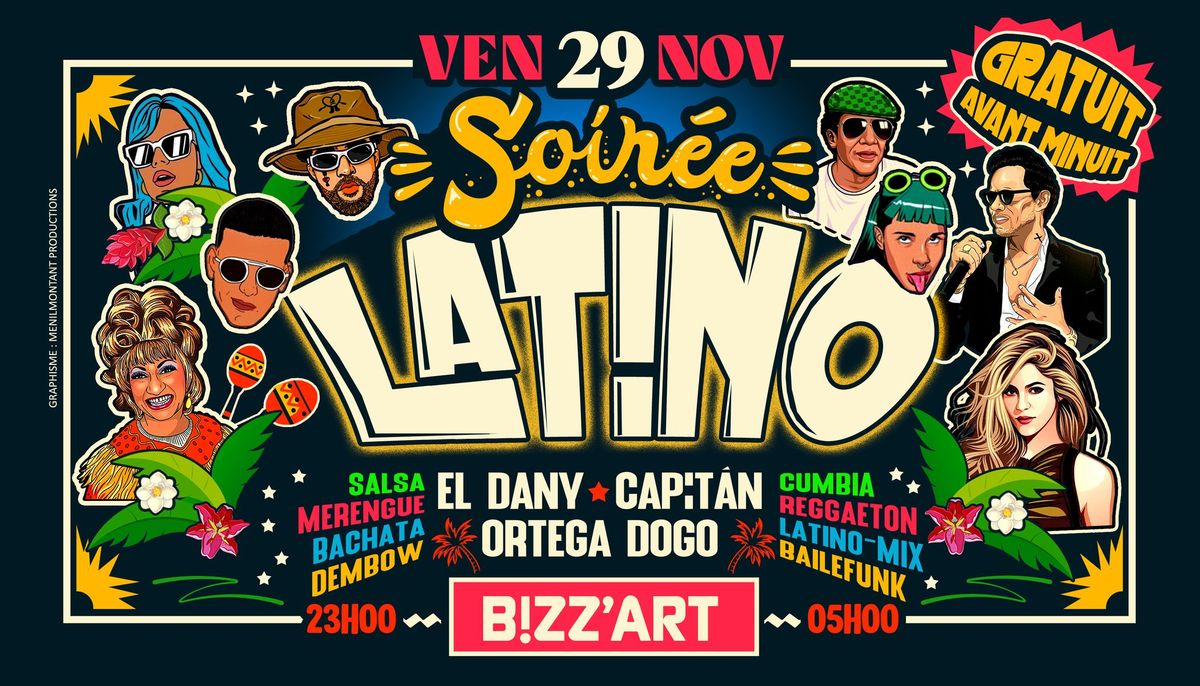 SOiR\u00c9E LATiNO x CANAL ST MARTIN \ud83c\udf34 GRATUIT \u200bAVANT MINUIT \ud83d\udd25 Ven.29.Nov au Bizz'Art (Paris10)