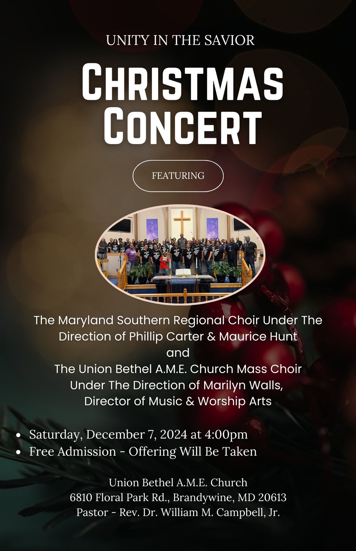 Christmas Concert- Maryland Southern Regional Choir and Union Bethel A.M.E. Mass Choir 