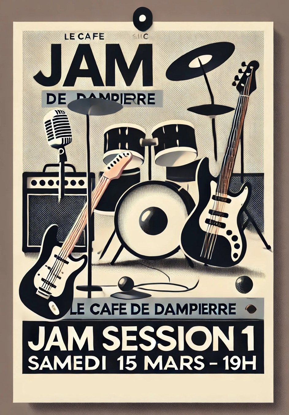 1\u00c8RE JAM SESSION AU CAF\u00c9 DE DAMPIERRE LE 15 MARS PROCHAIN !