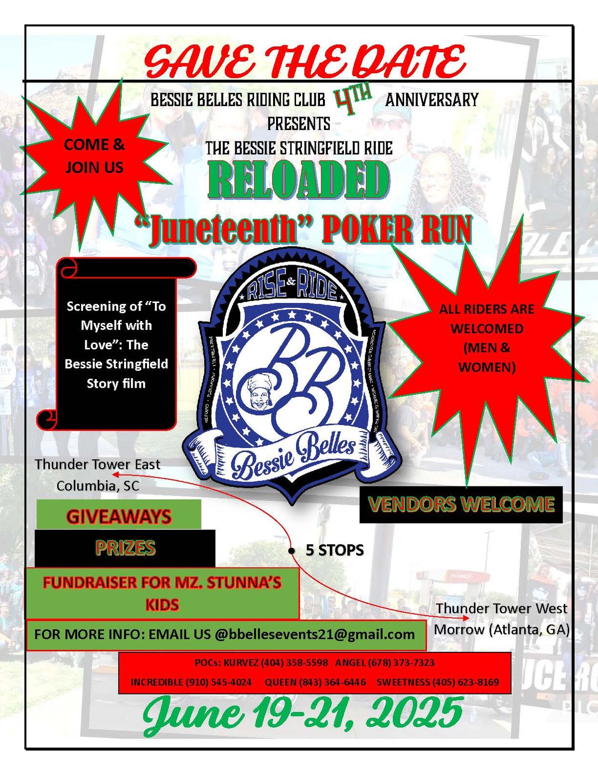 The Bessie Stringfield Ride Reloaded "Juneteenth" Poker Run 