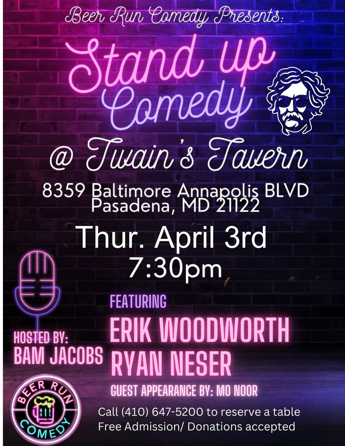 FREE! Stand Up Comedy at Twain's Tavern