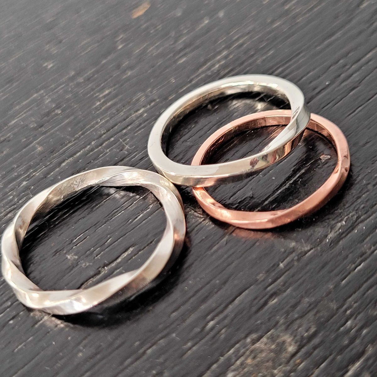 Silver Twisted  Autumn Rings - Christchurch Workshop