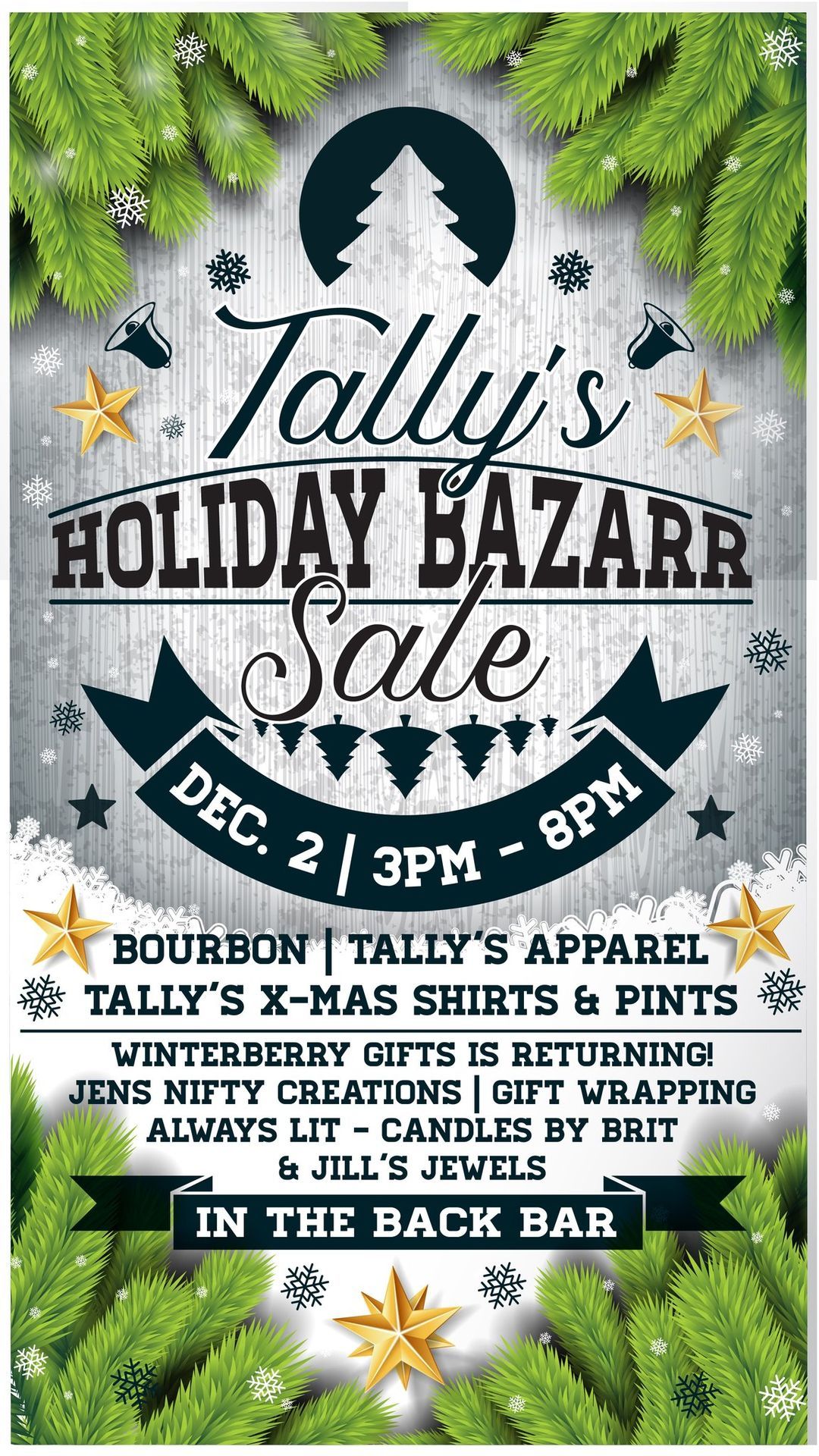 TALLY'S HOLIDAY BAZARR SALE