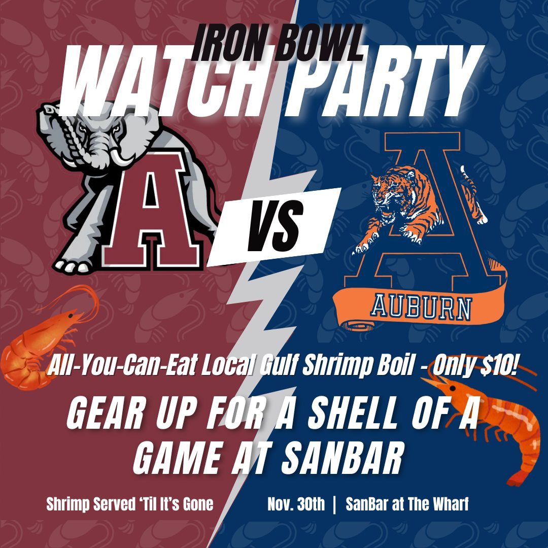 Iron Bowl Watch Party with All-You-Can-Eat LOCAL Shrimp Boil 