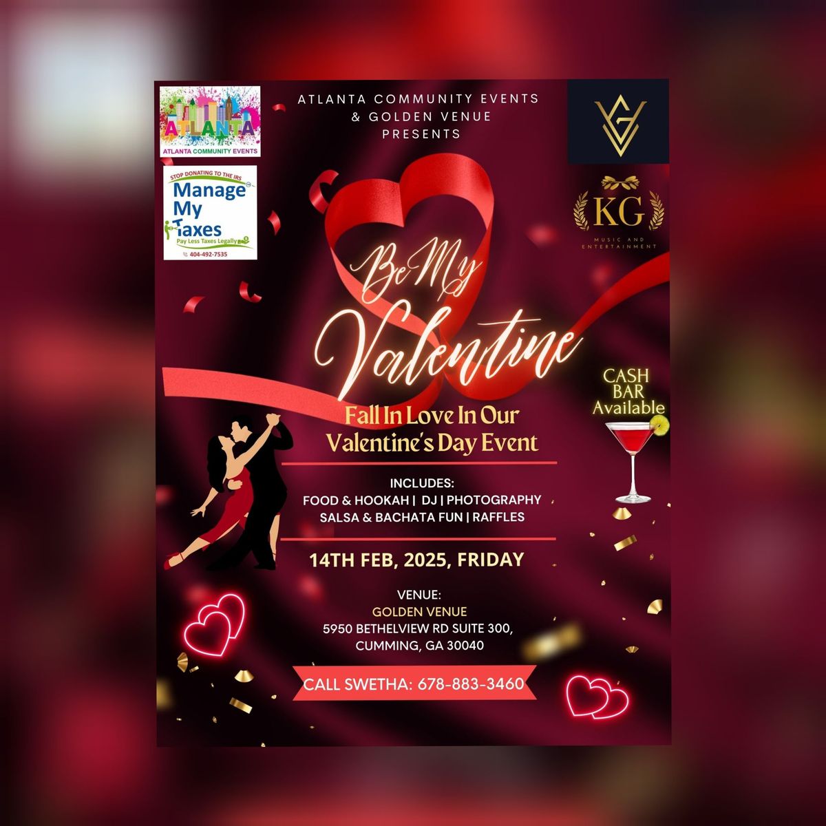 Valentine's Day Event at Golden Venue in Cumming GA Feb 14th. Don't miss Atlanta!