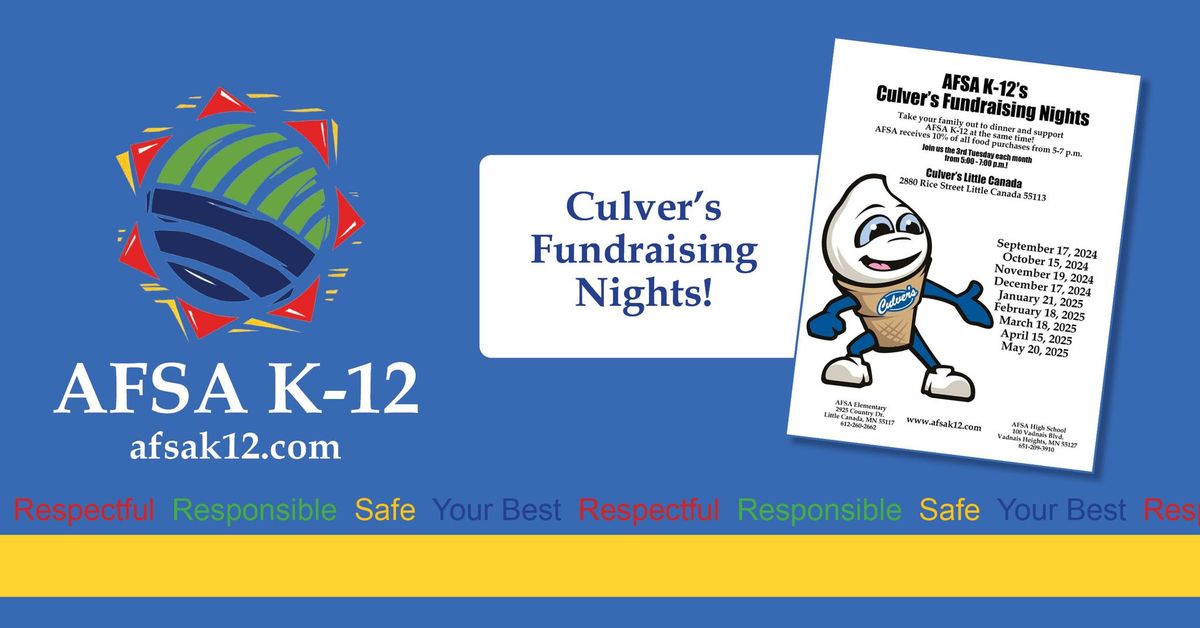 AFSA K-12 Culver's Fundraising Nights