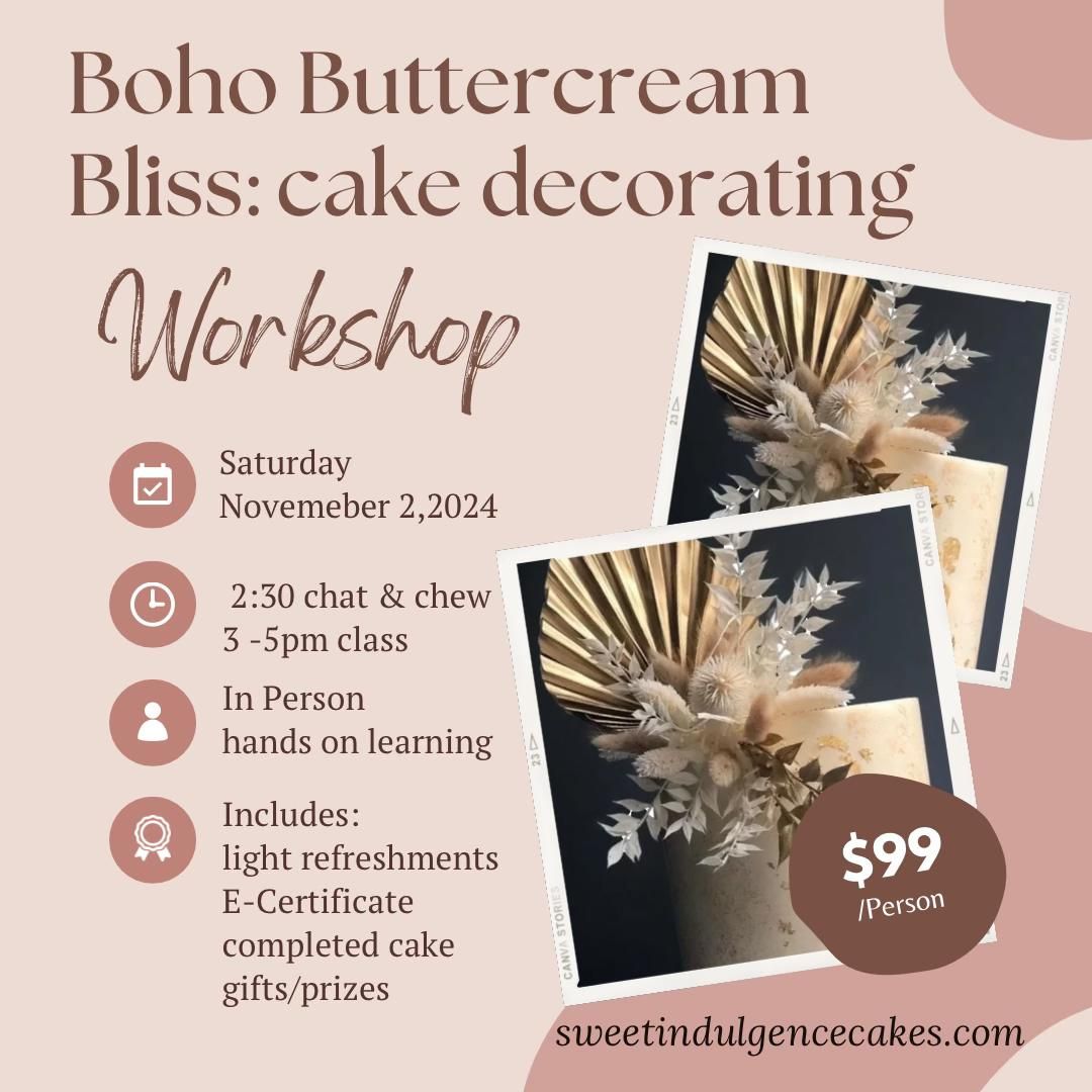 Boho Buttercream Bliss- cake decorating workshop