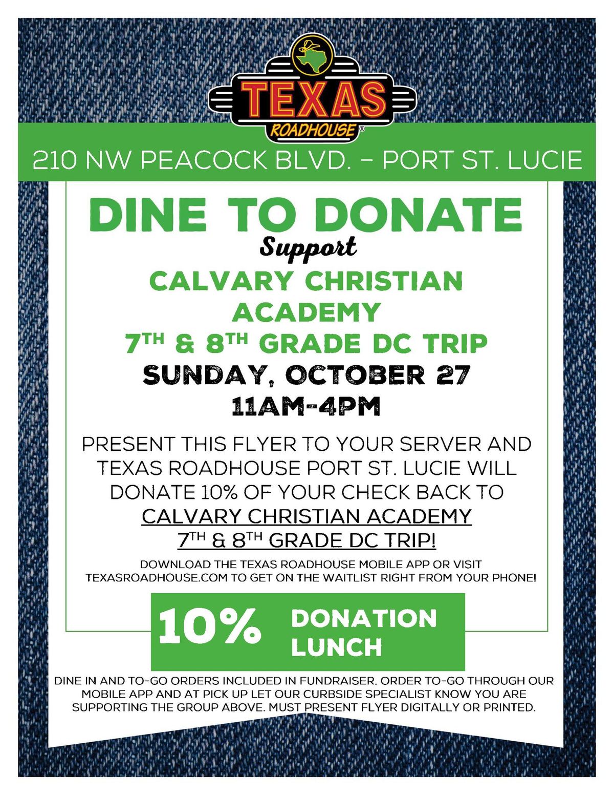 \ud83c\udf89 Dine to Donate at Texas Roadhouse! \ud83c\udf7d\ufe0f