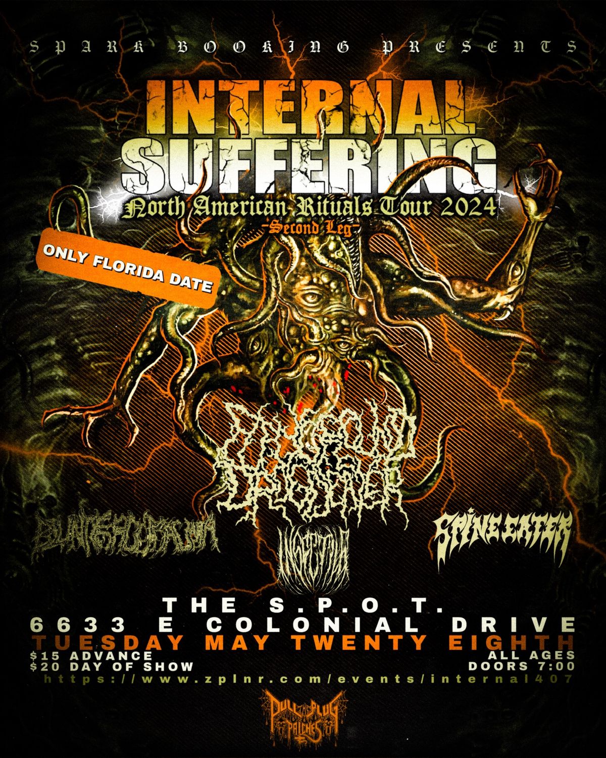 Internal Suffering, Playground Drugdealer, Blunt Force Trauma, Spine Eater, Insectile at The S.P.O.T