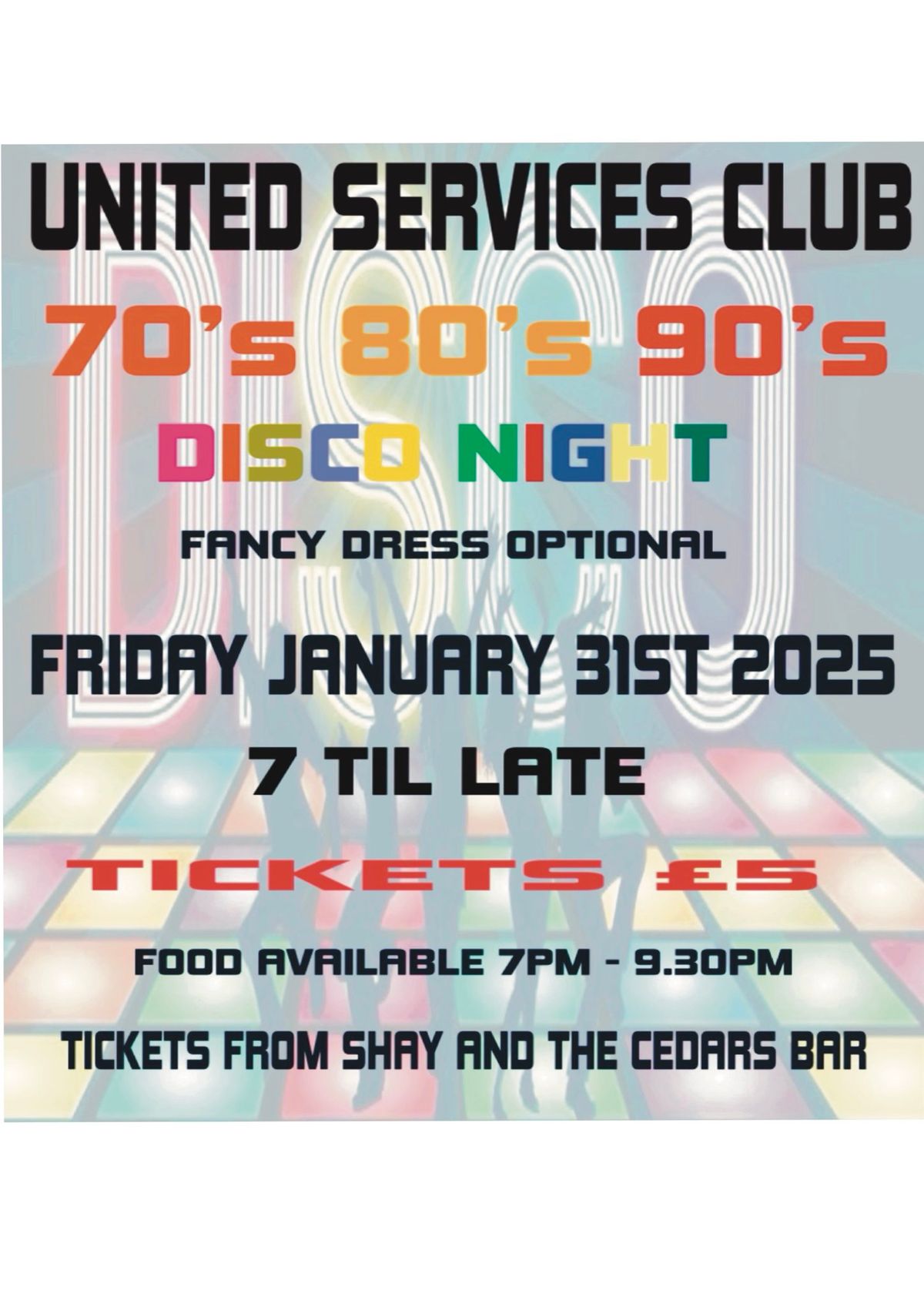 70\u2019s 80\u2019s 90\u2019s Disco night TICKETS \u00a35