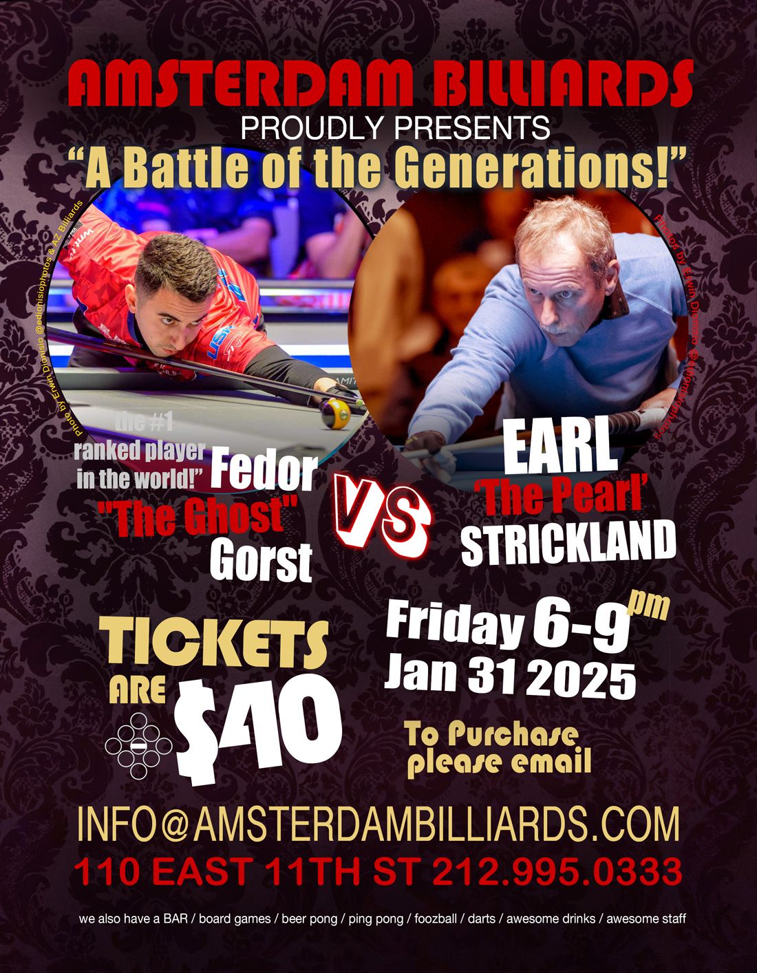 Fedor Gorst vs Earl Strickland Exhibition at Amsterdam Billiards