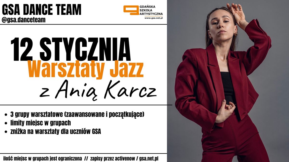 Warsztaty Jazzowe 12.01 - GSA DANCETEAM - Ania Karcz 