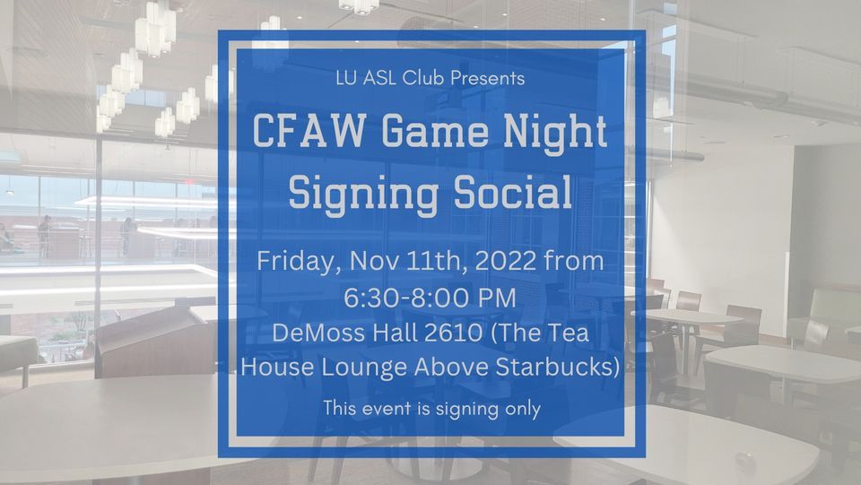CFAW Game Night Signing Social, Liberty University, Lynchburg, 11 CFAW Game Night Signing Social, Liberty University, Lynchburg, 11