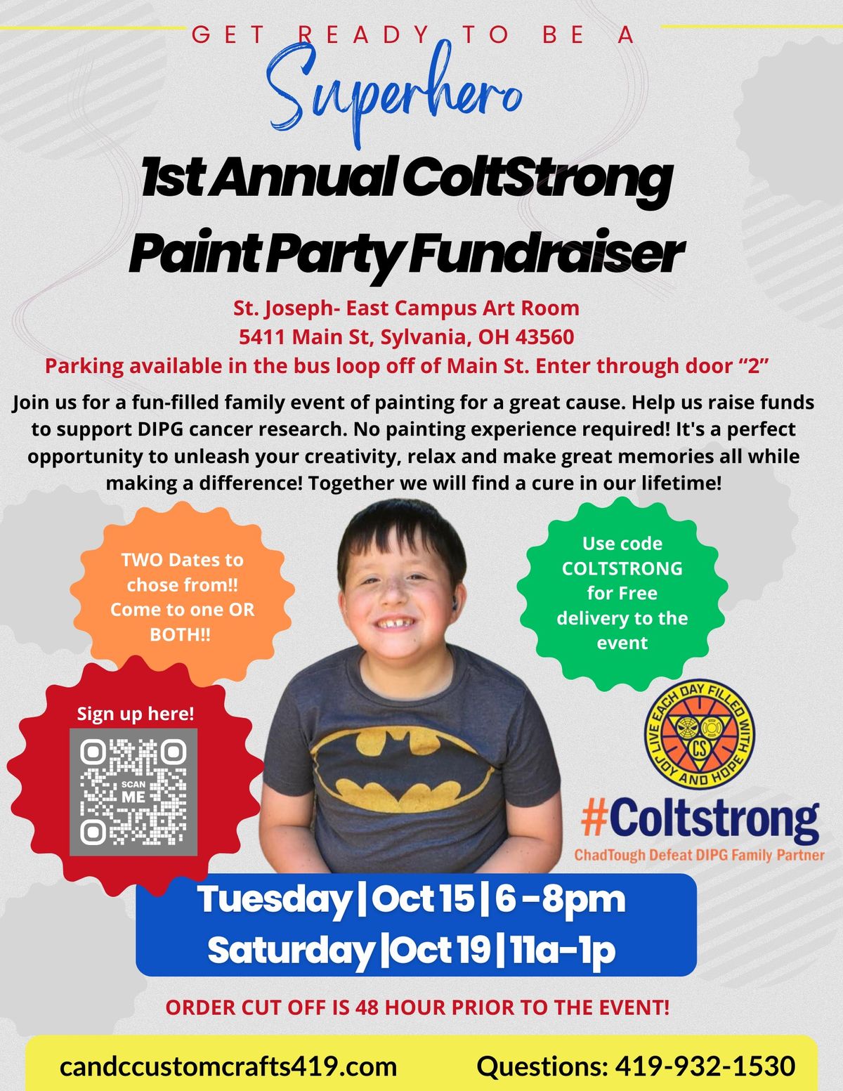 ColtStrong Paint Party Fundraiser- CURE DIPG CANCER! 