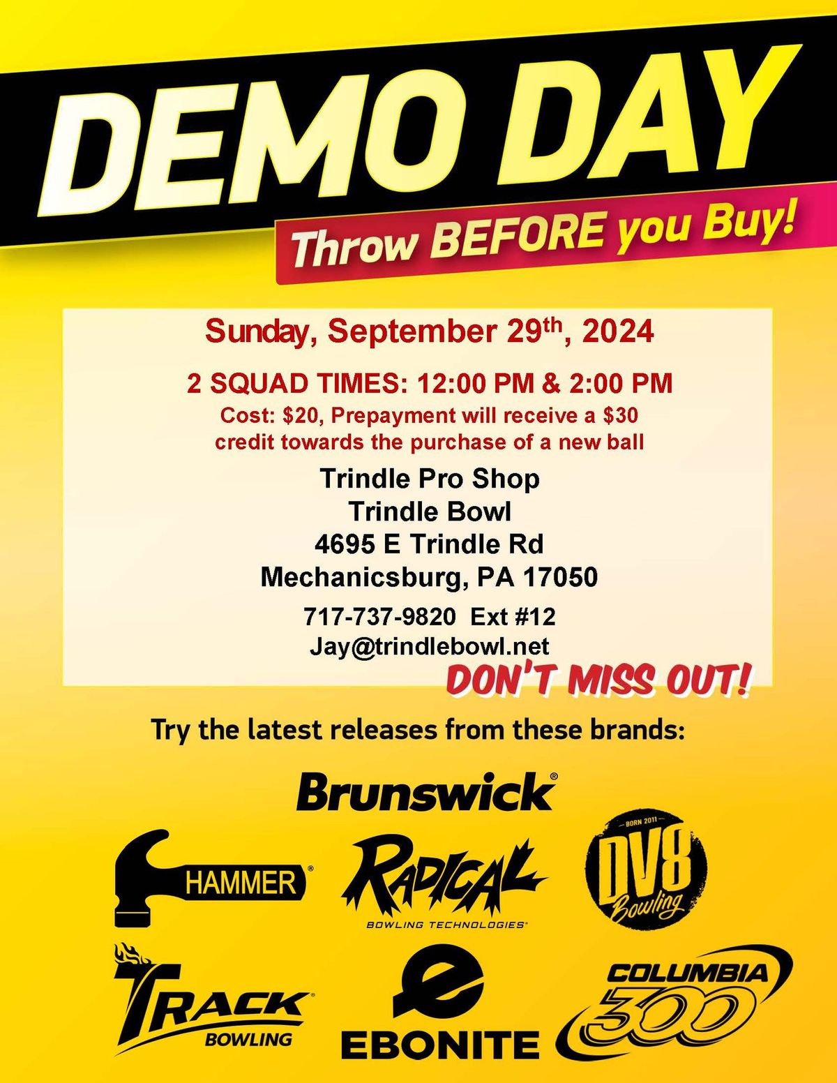 Demo Event - Trindle Pro Shop @ Trindle Bowl