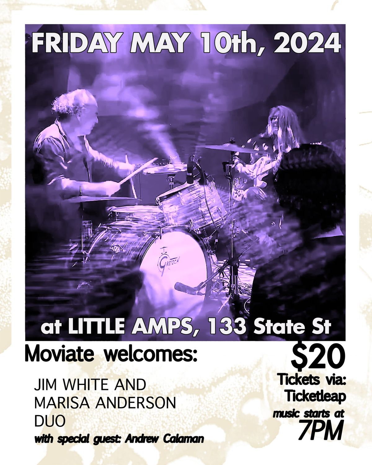 JIM WHITE (Dirty Three, Cat Power, Smog) and MARISA ANDERSON, with Andrew Calaman THIS FRIDAY 7PM