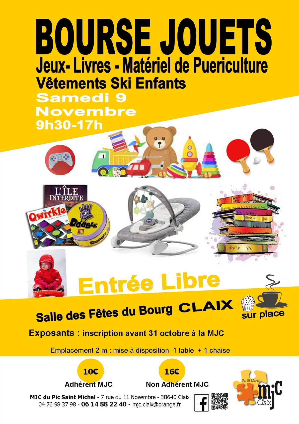 Bourse jouets, jeux, livres, mat\u00e9riel de pu\u00e9riculture