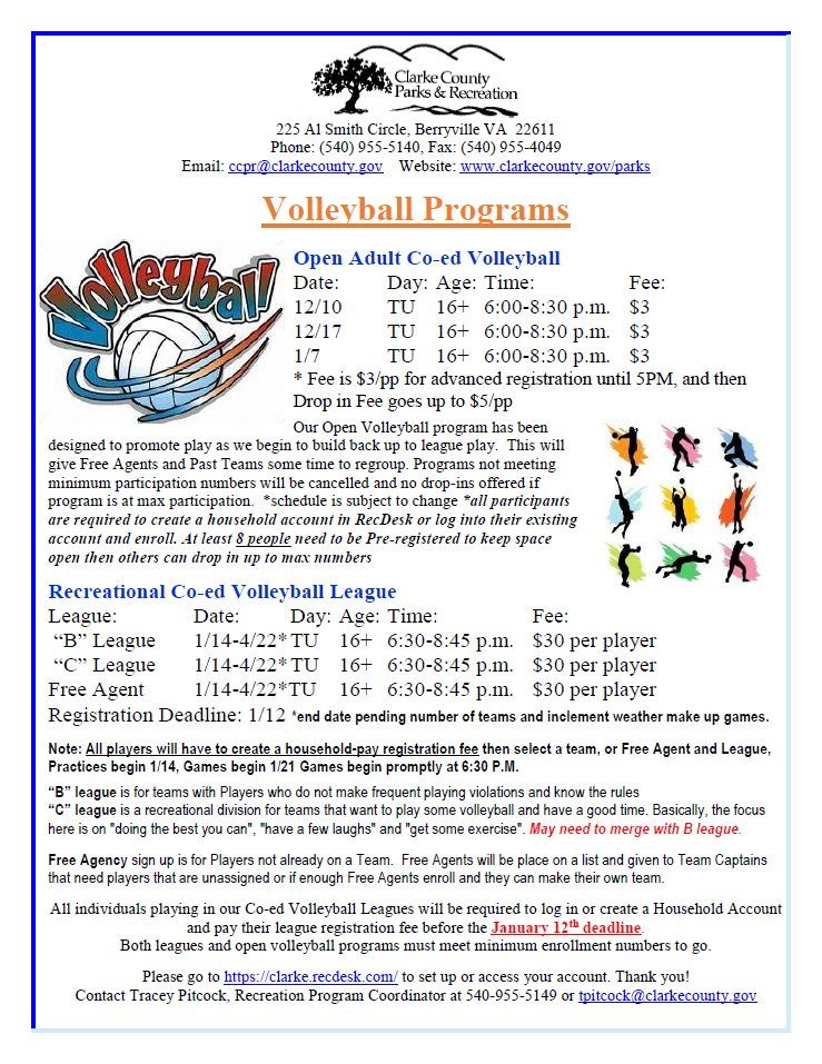 Open Adult Co-ed Volleyball