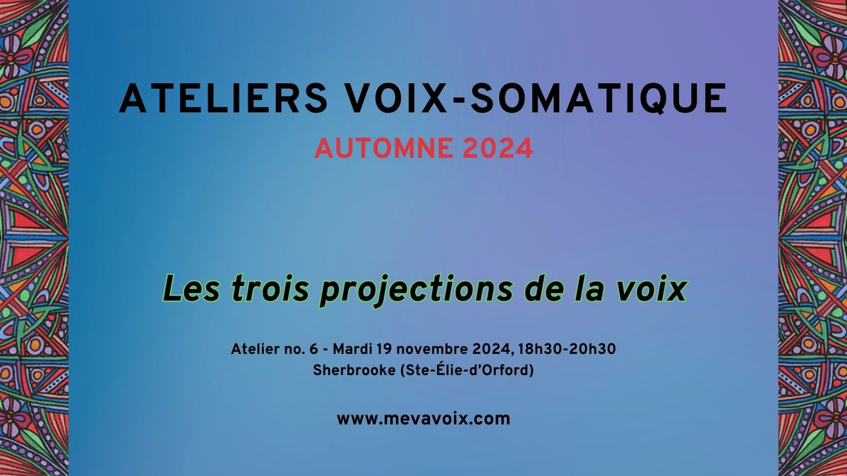 ATELIERS VOIX-SOMATIQUE - \u2665 Les trois projections de la voix \u2665