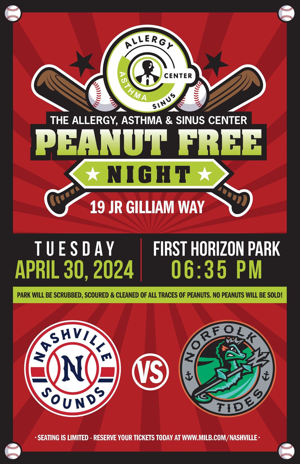 Peanut Free Night with the Nashville Sounds