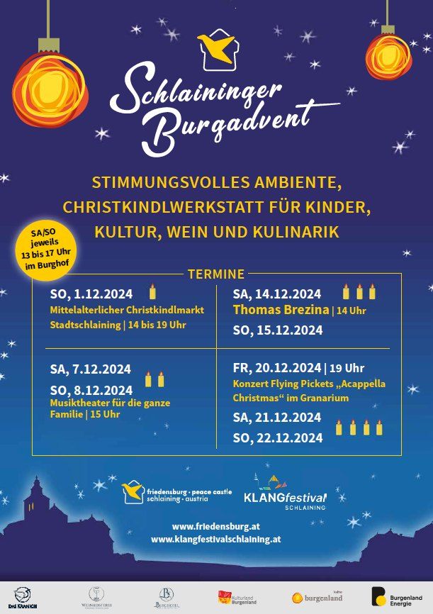 Schlaininger Burgadvent \/\/ Burghof Friedensburg Schlaining \/\/ 1.12. 7.\/8.12. 14.\/15.12. 21.\/22.12.