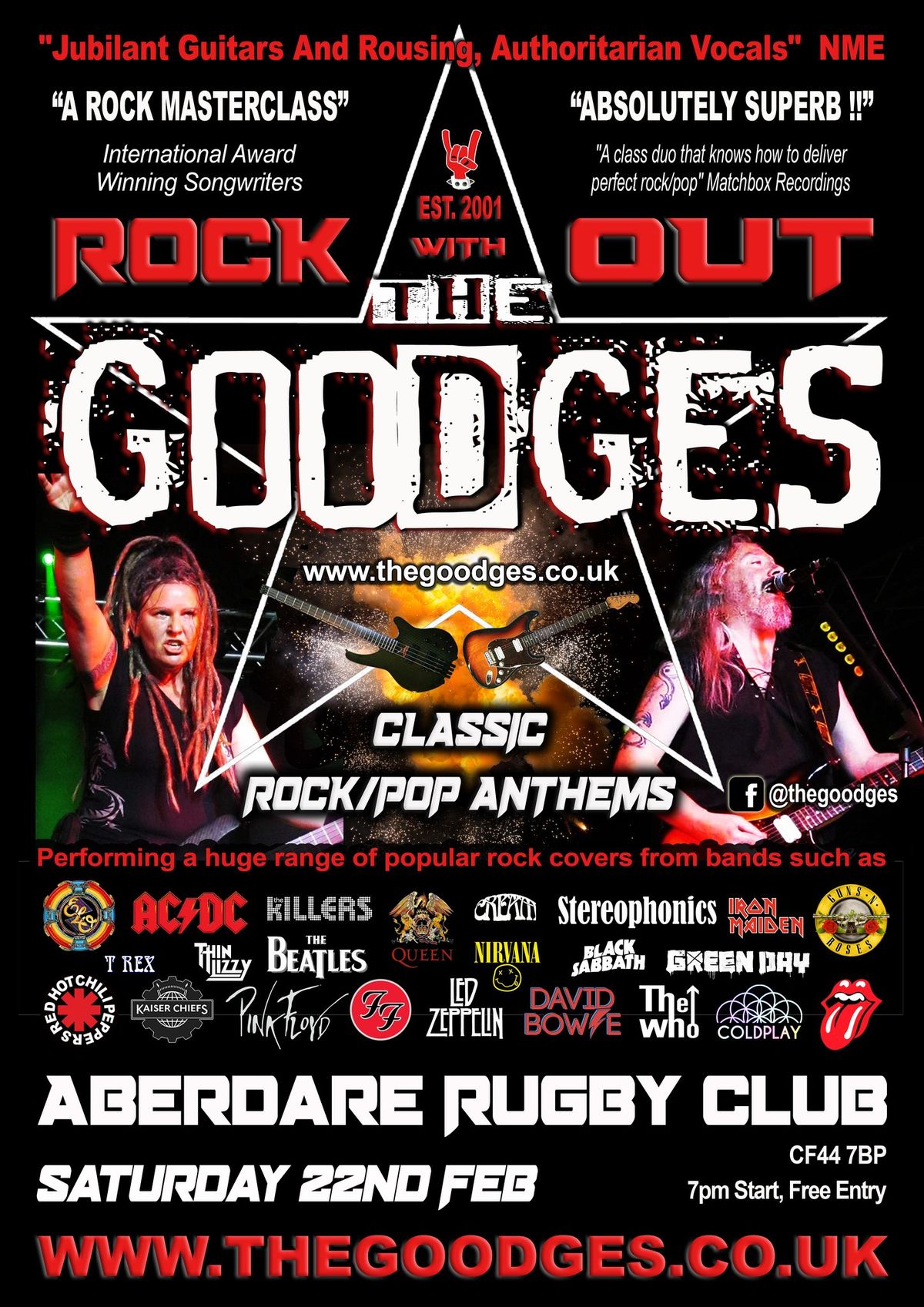 The Goodges Rock Out live @ Aberdare Rugby Club. CF44 7BP.