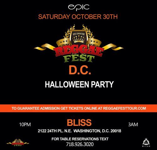 Reggae Fest D.C. Halloween Party at Bliss