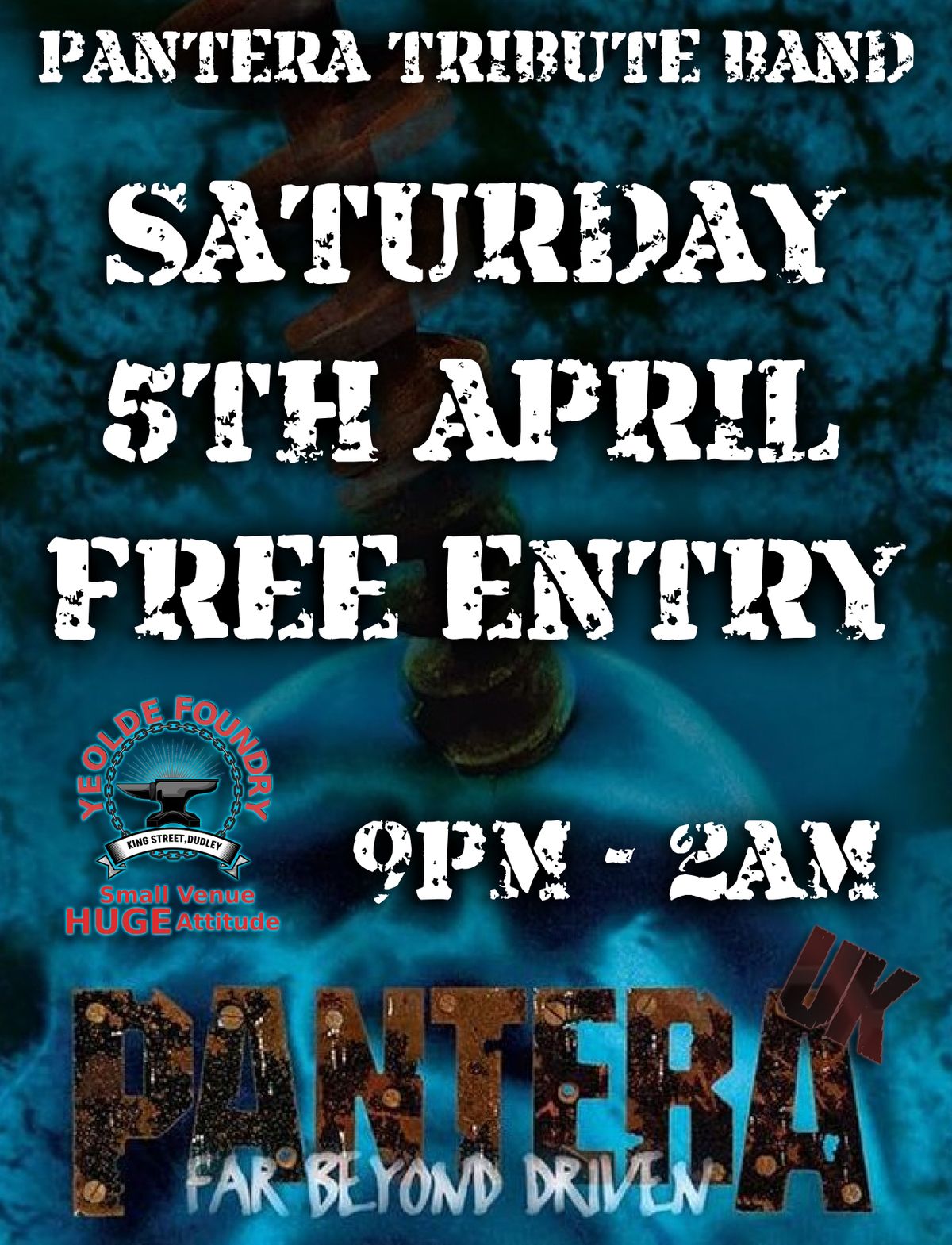 Pantera Tribute Band PanterA UK @ Ye Olde Foundry FREE ENTRY