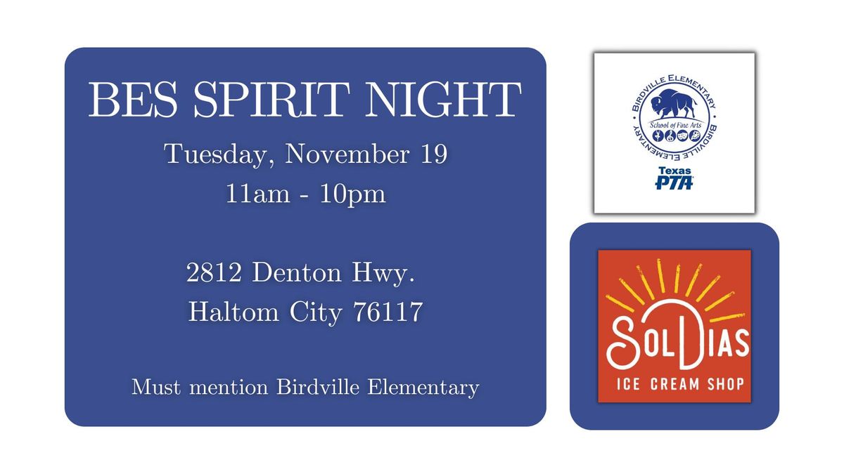 BES PTA Spirit Night @ SOL DIAS