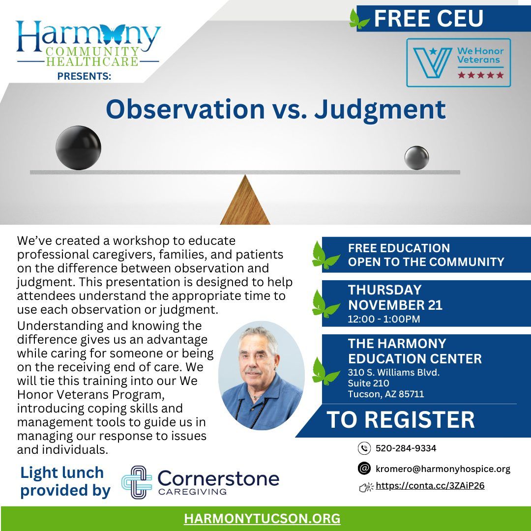 Food for Thought with FREE CEU Observation vs. Judgment