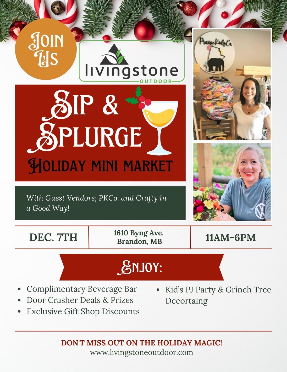 Sip & Splurge Holiday Mini Market with Kids Grinch Tree Decorating Activity