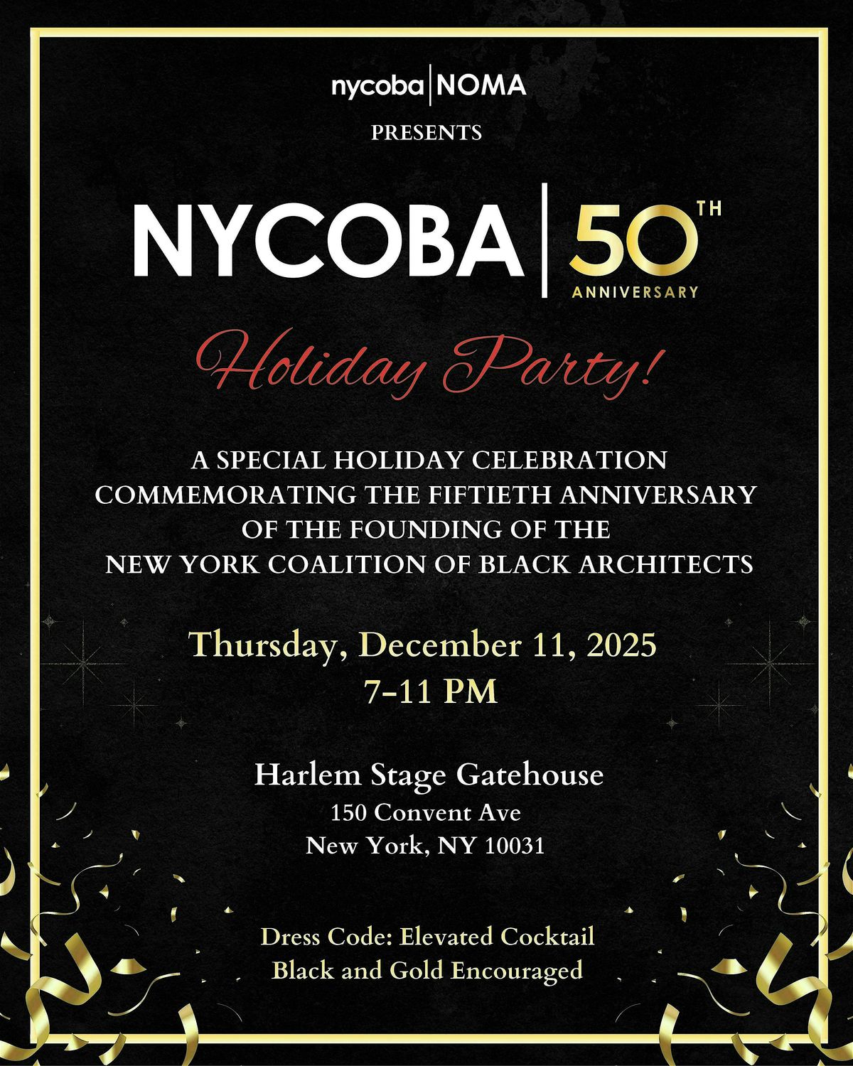 NYCOBA NOMA 50th Anniversary Holiday Party and Fundraiser 2025