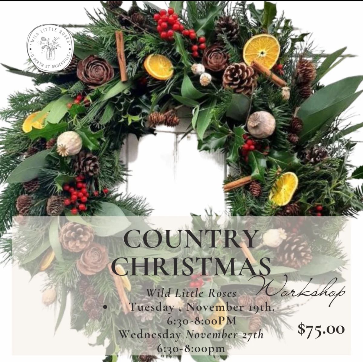 Country Christmas Wreath workshop 