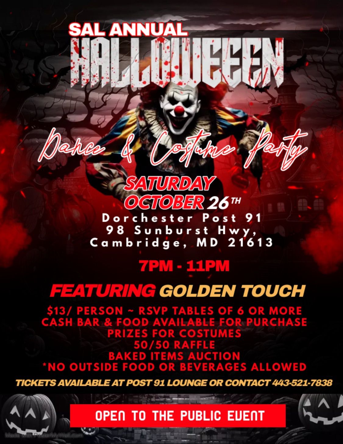 SAL HALLOWEEN DANCE AND COSTUME PARTY - OPEN TO THE PUBLIC EVENT