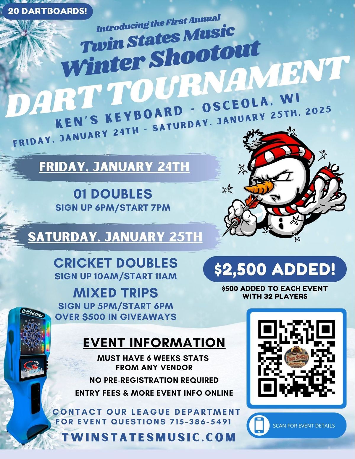 Twin States Music Winter Shootout Dart Tournament