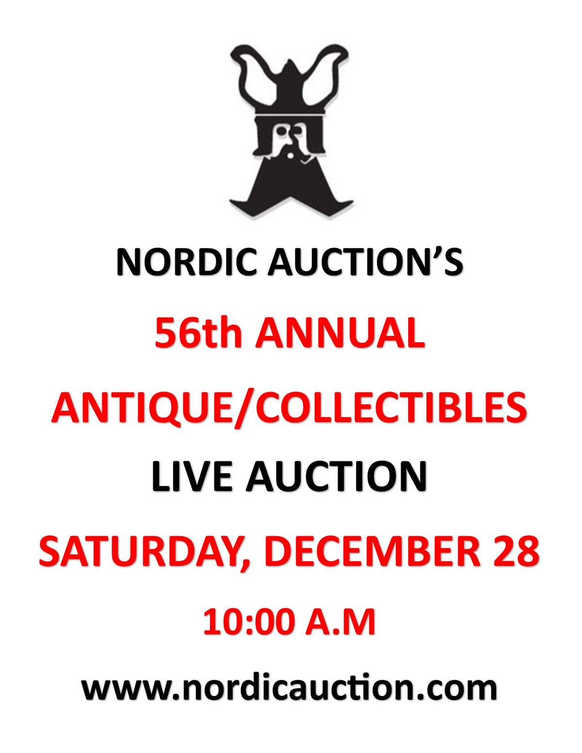 Nordic Auction's 56th ANNUAL ANTIQUE\/COLLECTIBLES LIVE AUCTION (Dec. 28) @Nordic