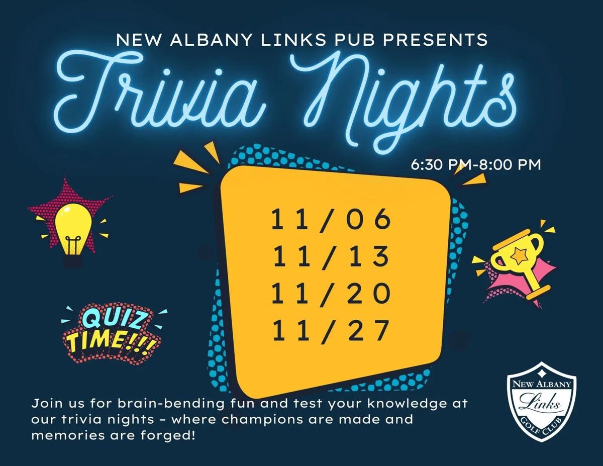 Trivia Night at the New Albany Links Pub - Open to members and non-members 