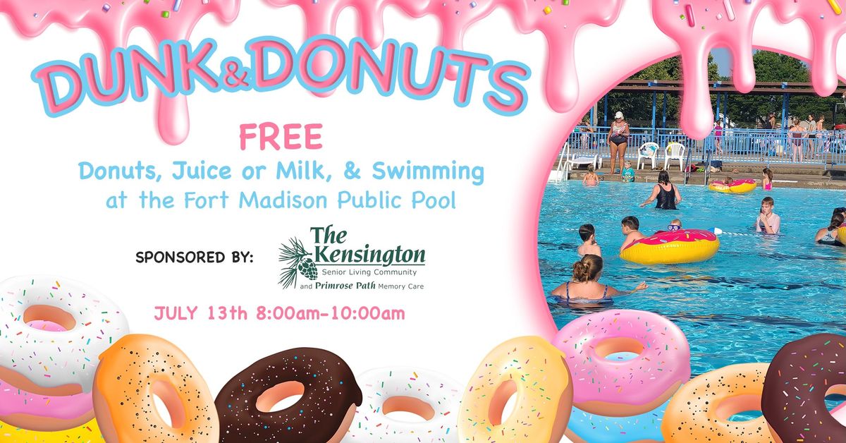 Dunk & Donuts FREE Swimming, Donuts, Juice & Milk sponsored by The Kensington