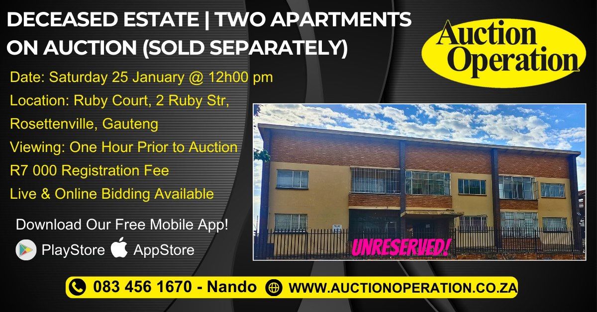 Deceased Estate | Two Apartments on Auction (Sold Separately)