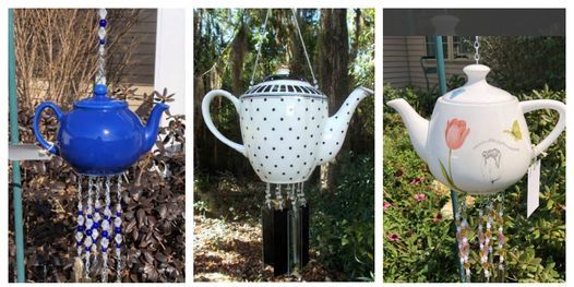 Ceramic Teapot Beaded Garden Glass Windchimes