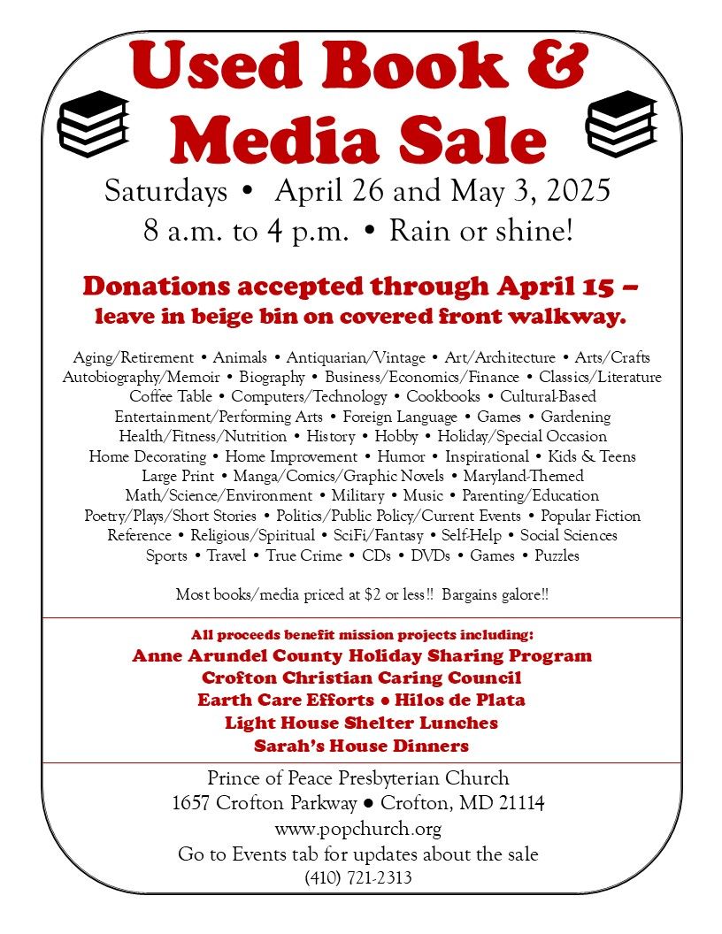 Prince of Peace Church: Used Book & Media Sale