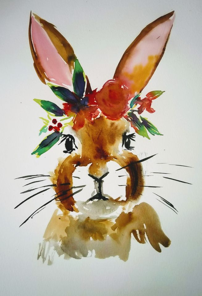 Auckland Watercolour & Wine - Floral Bunny