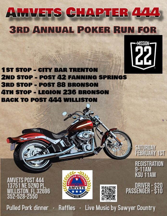 3rd Annual Poker Run for Mission 22 